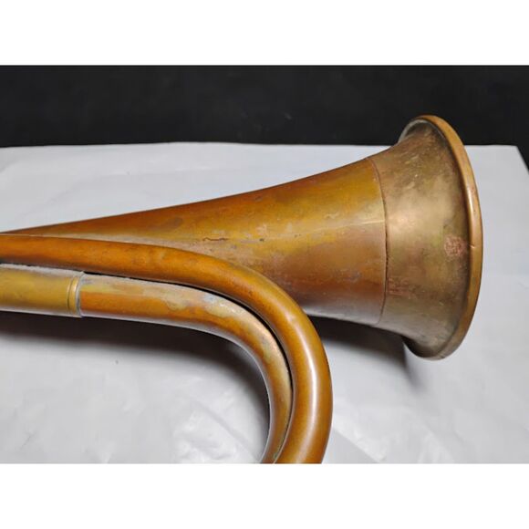 Vintage Antique Copper/Brass Calvary Bugle Signal Horn - Picture 2 of 10